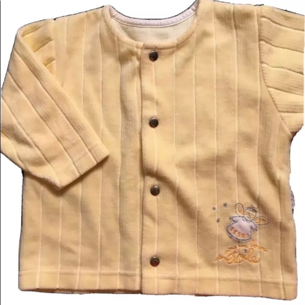Gorgeous SUCRE D’ORGE Yellow Velour SHIRT JACKET, Snaps, 12 Mo, PARIS FRANCE